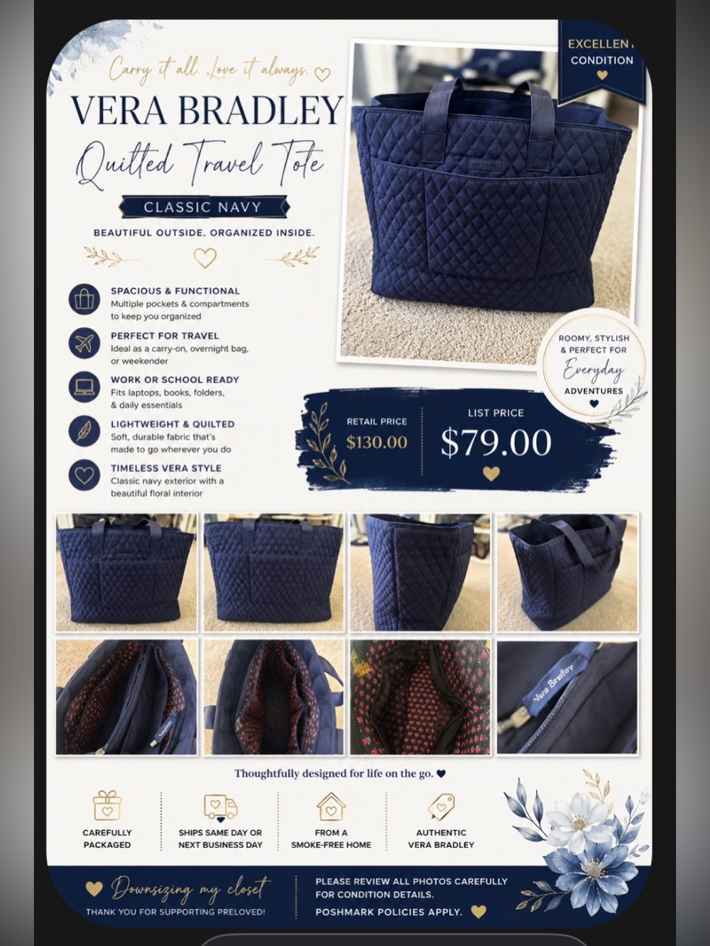 Vera Bradley Quilted Travel Tote